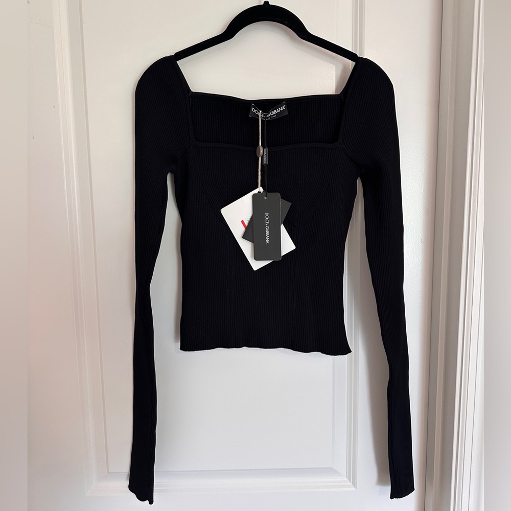 NWT Dolce & Gabbana Black Ribbed Women's Top